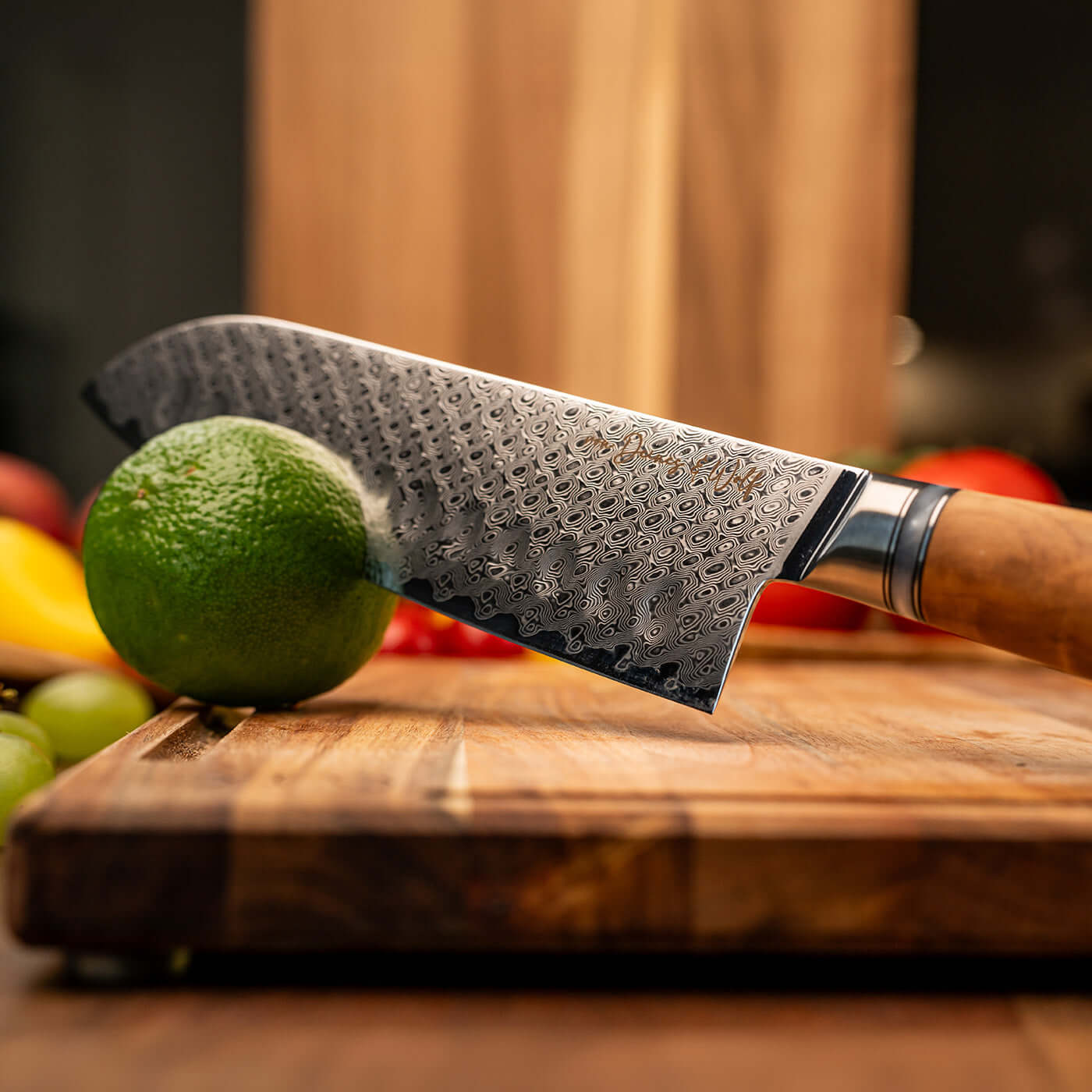 Damast-Santokumesser "Olive"