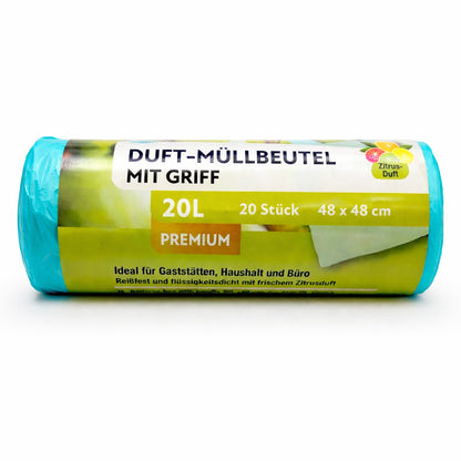 Müllbeutel mit Tragegriff 20L - Zitrus Duft | Reißfest