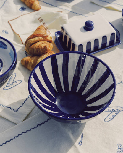 Handgefertigte Keramik-Servierschüssel Costa Azul – Blau & Weiß | Alfar Tierra Cocida