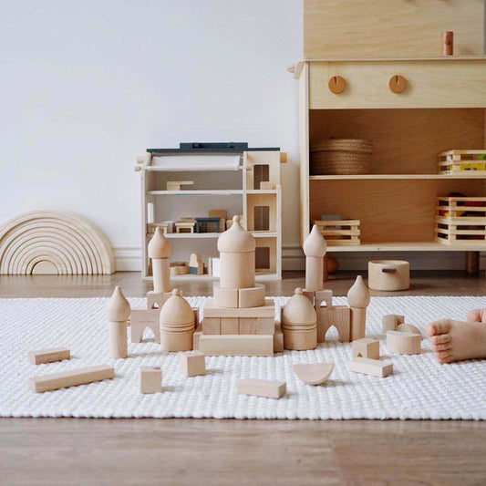 Zwiebel-Schloss Bausteine – Kreatives Konstruktionsspielzeug aus Holz für kleine Baumeister