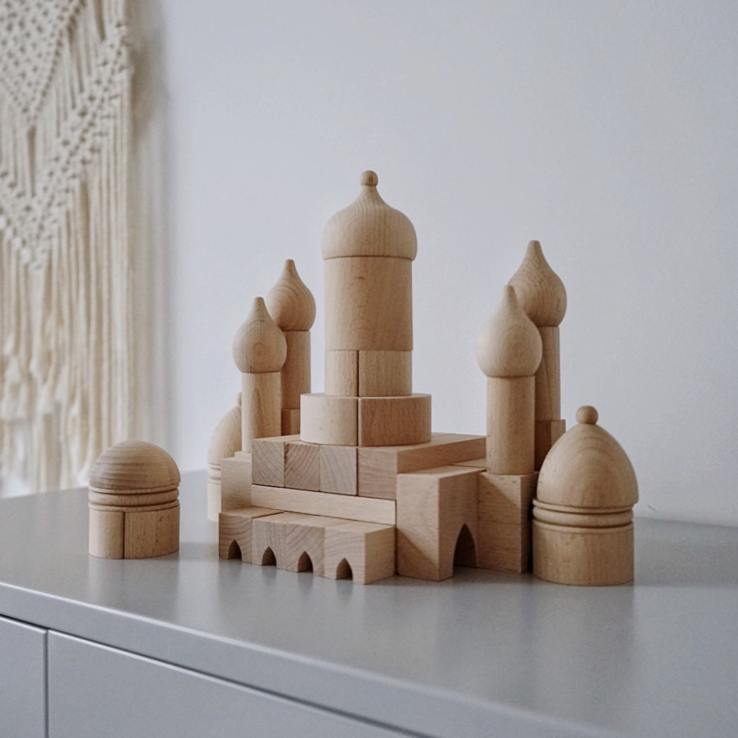 Zwiebel-Schloss Bausteine – Kreatives Konstruktionsspielzeug aus Holz für kleine Baumeister