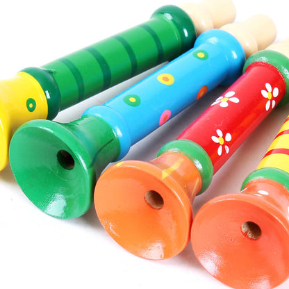 Kleine Kindertröte Trompete aus Holz für Kinder ab 3 Jahre – Blasinstrument im Harmonika-Stil