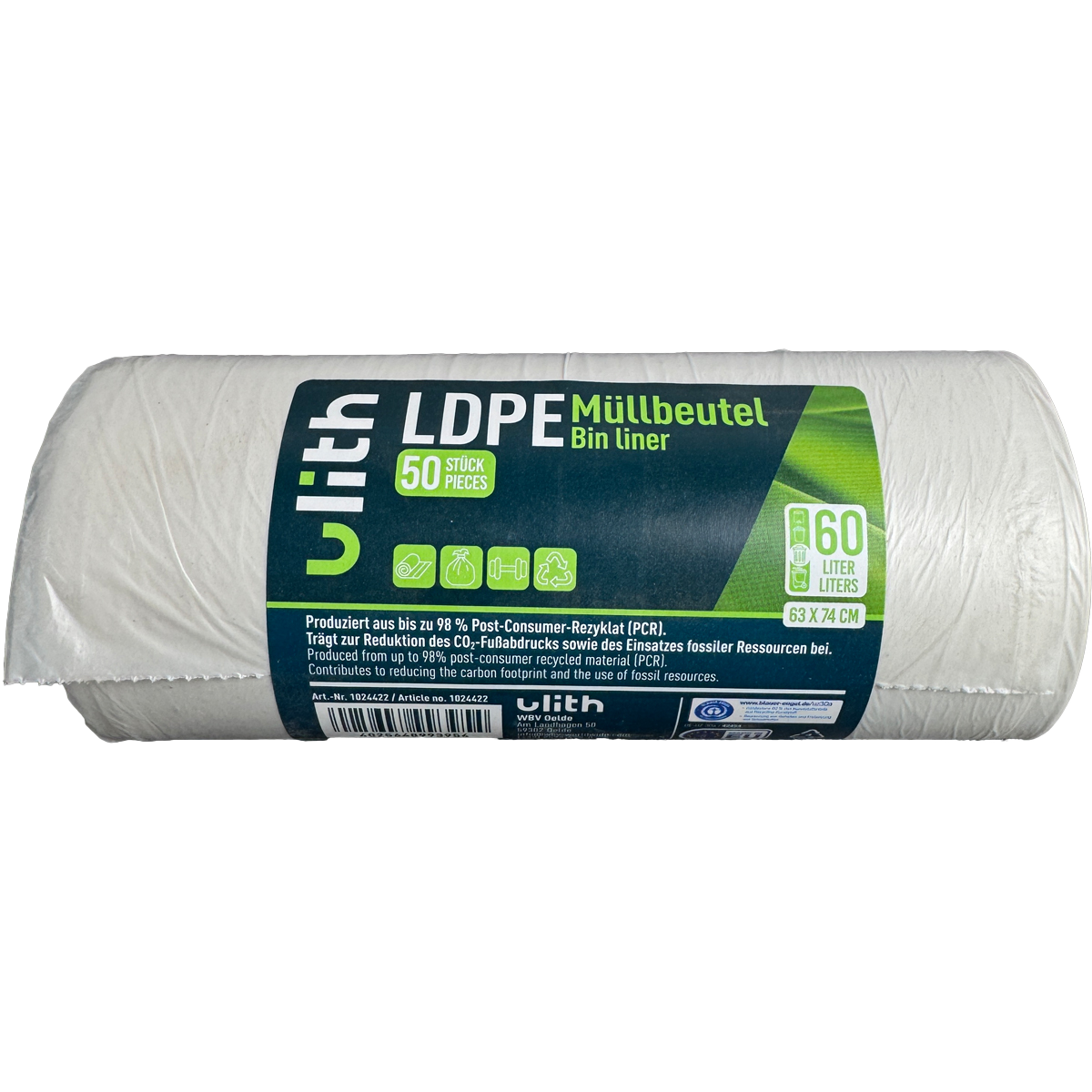 Müllbeutel 60L | bis zu 98% Recyceltes Material