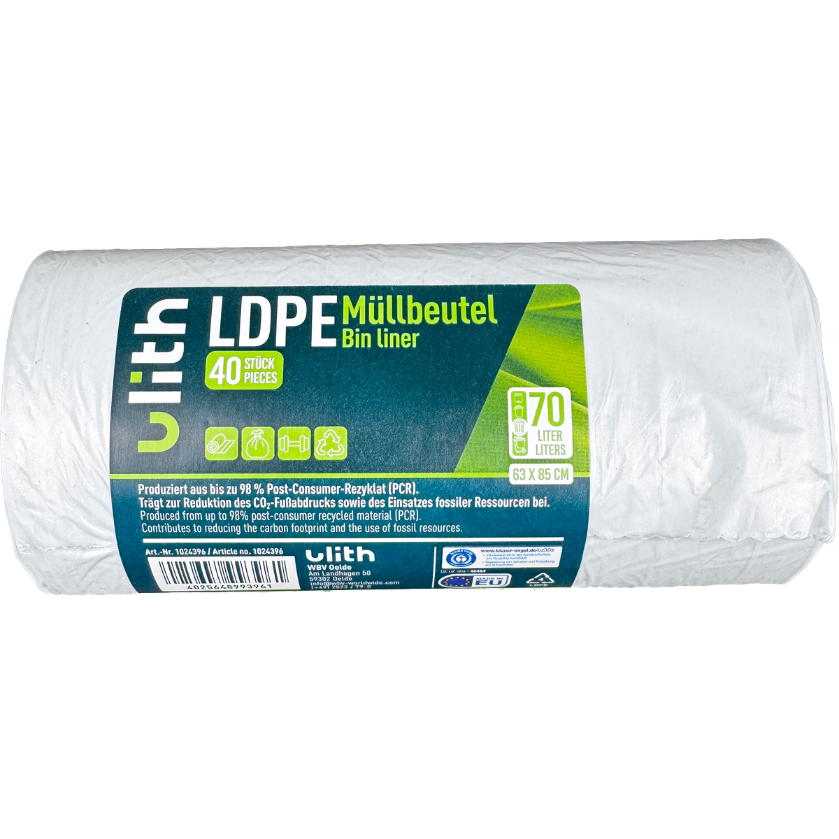 Müllbeutel 70L - bis zu 98% Recyceltes Material