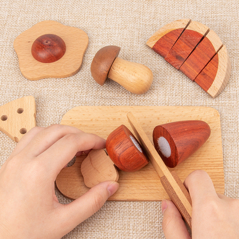 Holzlebensmitteln mit Zubehör – Lebensmittelspielzeug für fantasievolles Spielen