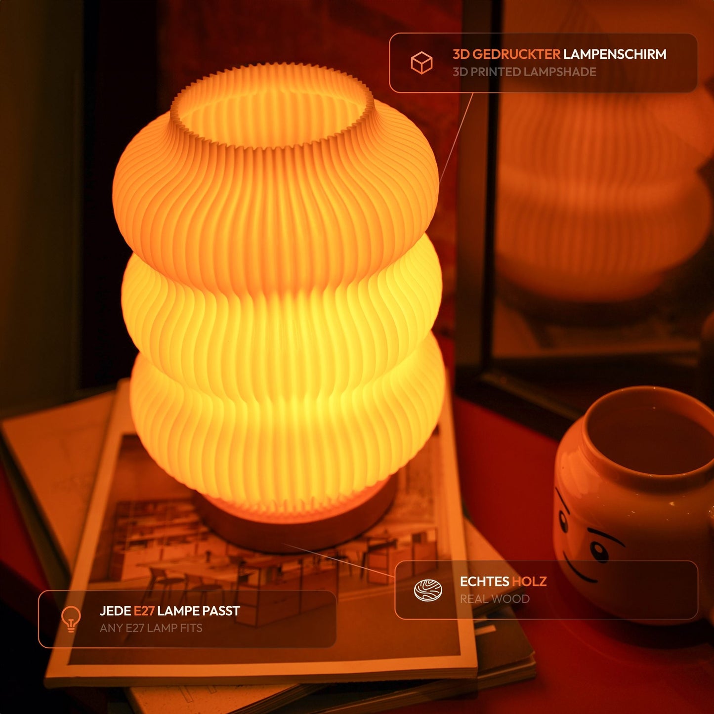 Luma Tischlampe – Harmonisches 3D-Design aus Leipzig