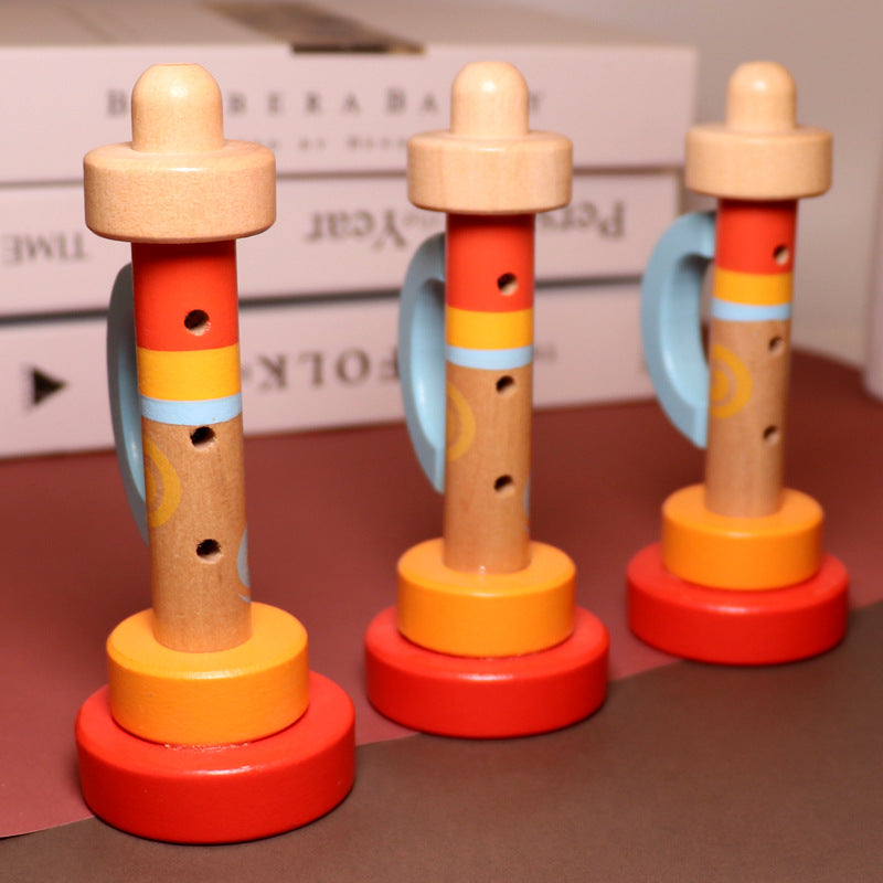 Kleine Kindertröte Trompete aus Holz für Kinder ab 3 Jahre – Blasinstrument im Harmonika-Stil
