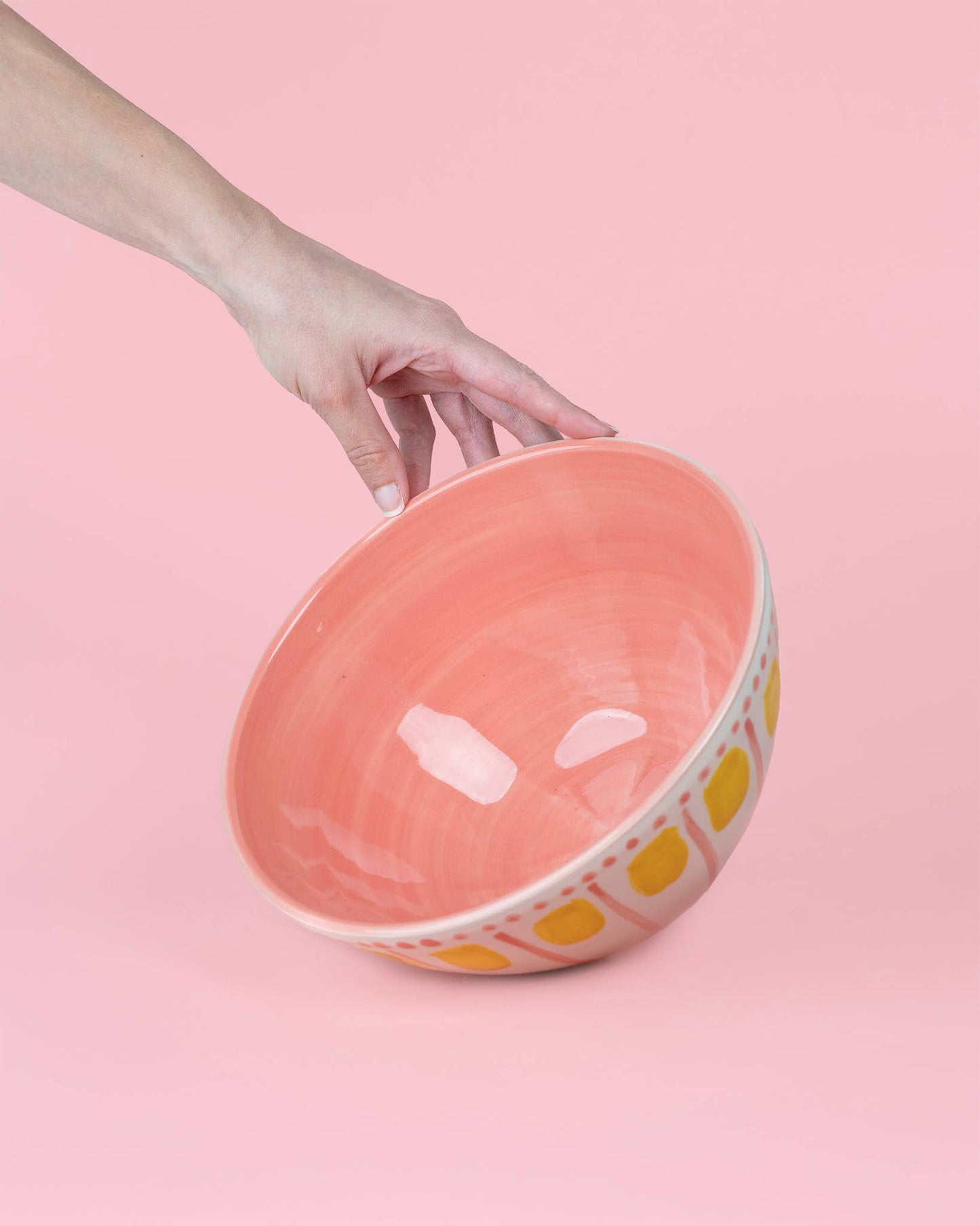 Handgefertigte Keramik-Servierschale Valentina – 1,5 l Rosa & Gelb | Alfar Tierra Cocida