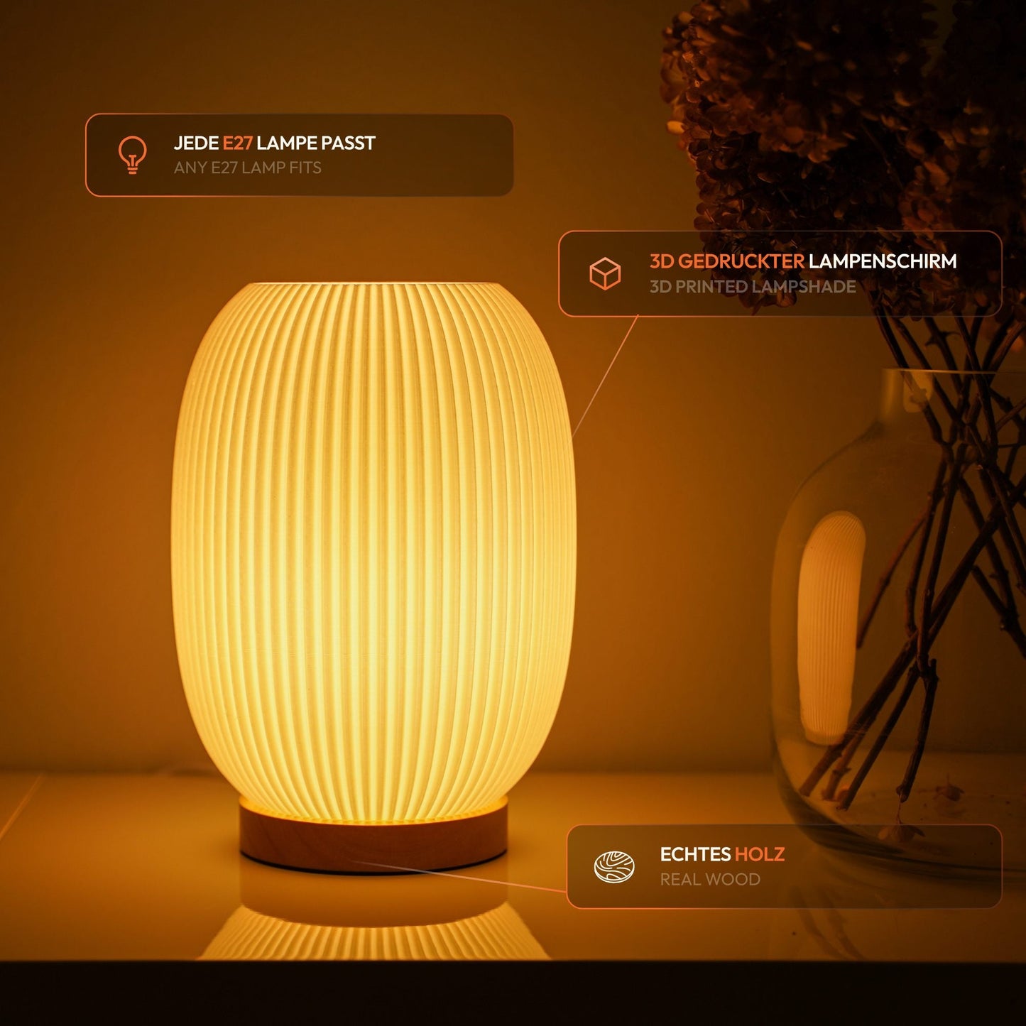 Boa Tischlampe – Handgemachtes 3D-Design aus Leipzig