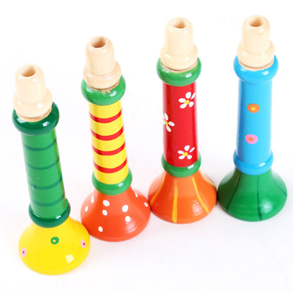 Kleine Kindertröte Trompete aus Holz für Kinder ab 3 Jahre – Blasinstrument im Harmonika-Stil