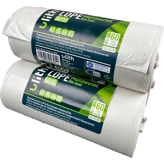 Müllbeutel 60L | bis zu 98% Recyceltes Material
