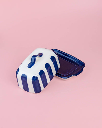 Handgefertigte Keramik-Butterdose Costa Azul – Blau & Weiß | Alfar Tierra Cocida