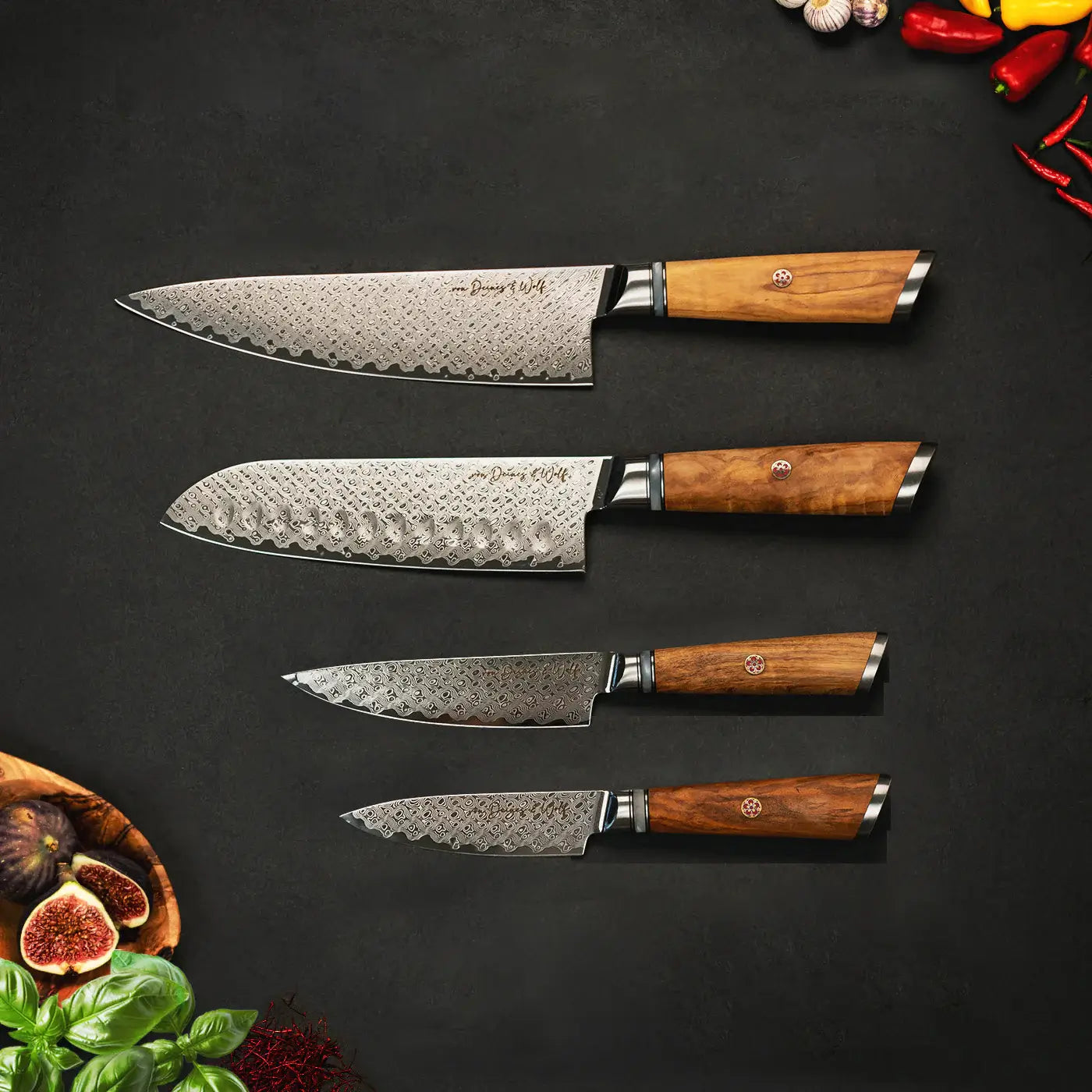 Damastmesserset Olive – Premium Küchenmesser | Kitchen Luxe