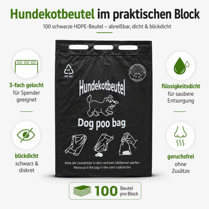Hundekotbeutel 20x32+3cm - Im Block zu je 100 Stück