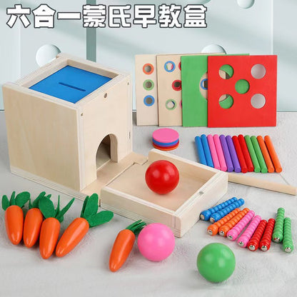 Montessori Holz Lernbox – Multifunktionales Steck- & Formenpuzzle für Kinder