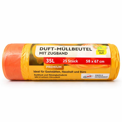 Müllbeutel mit Zugband 35L - Zitrus Duft