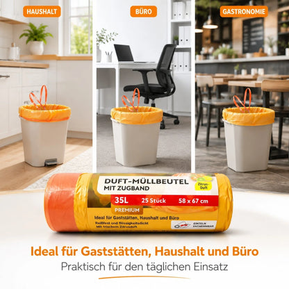 Müllbeutel mit Zugband 35L - Zitrus Duft