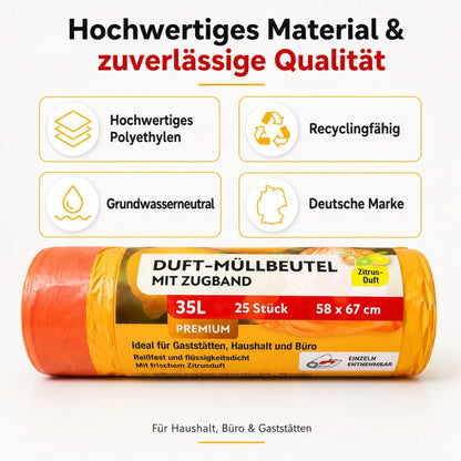 Müllbeutel mit Zugband 35L - Zitrus Duft
