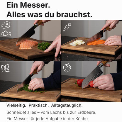 Damast-Santokumesser "Olive"