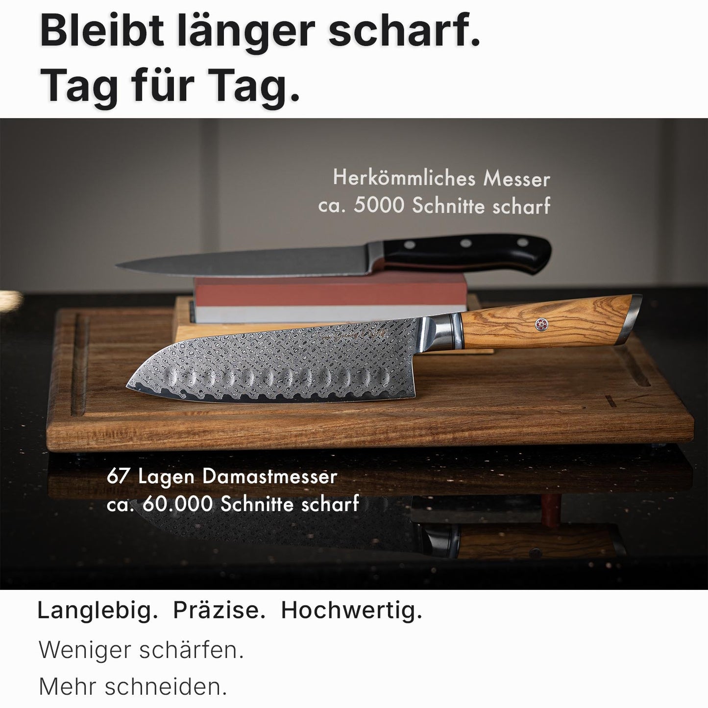 Damastmesserset Olive – Premium Küchenmesser | Kitchen Luxe