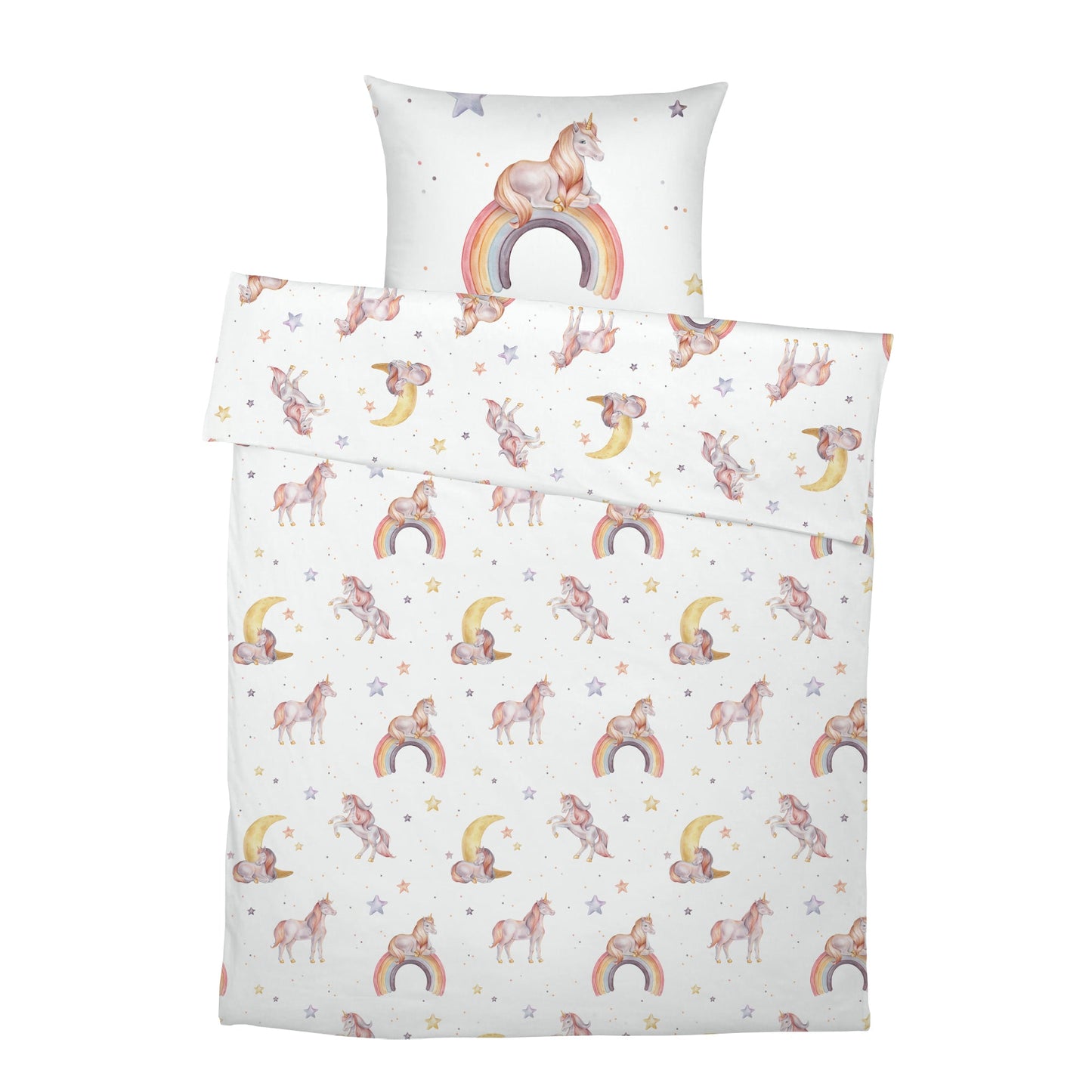 "Regenbogen Einhorn" Premium Kinderbettwäsche