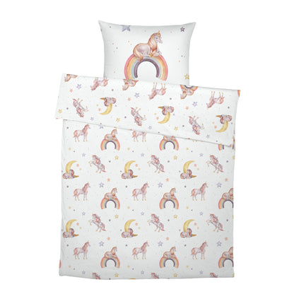 "Regenbogen Einhorn" Premium Kinderbettwäsche
