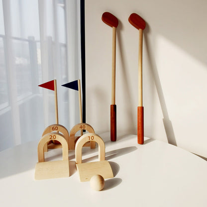 Holz-Golf Set für Kinder  – Pädagogisches Eltern-Kind-Spielzeug für Indoor & Outdoor