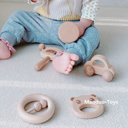Beste Wünsche Baby Box - Geschenkbox – Rassel, Lern- & Greifspielzeug für Babys (8-in-1 Holzspielzeug)