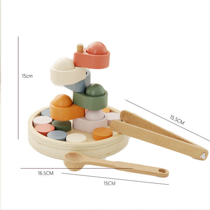 Montessori Holz Farbspiel – Farben Sortierspiel zum Stapeln & Zuordnen