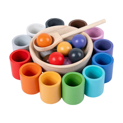 Montessori Kugel Sortier- und Zuordnungsspiel aus Holz mit 12 Farben – Puzzle für Farberkennung & frühkindliche Bildung