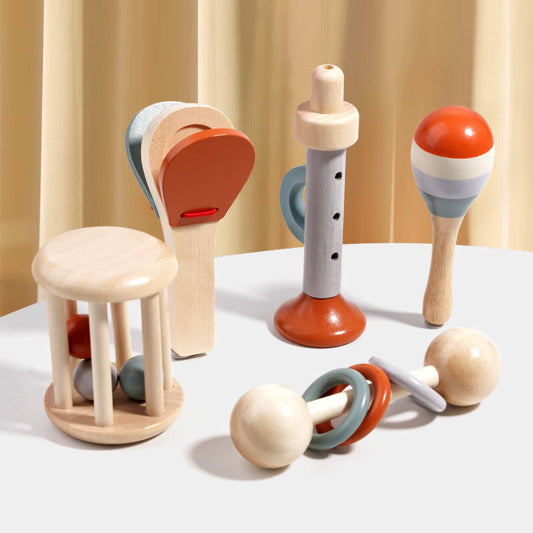 Musikspaß für Kleinkinder und Babys – 5-teiliges Musikspielzeug-Set aus Holz