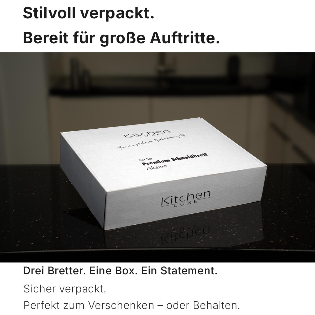 Akazien Schneidebrett-Set – 3-teilig mit Halter