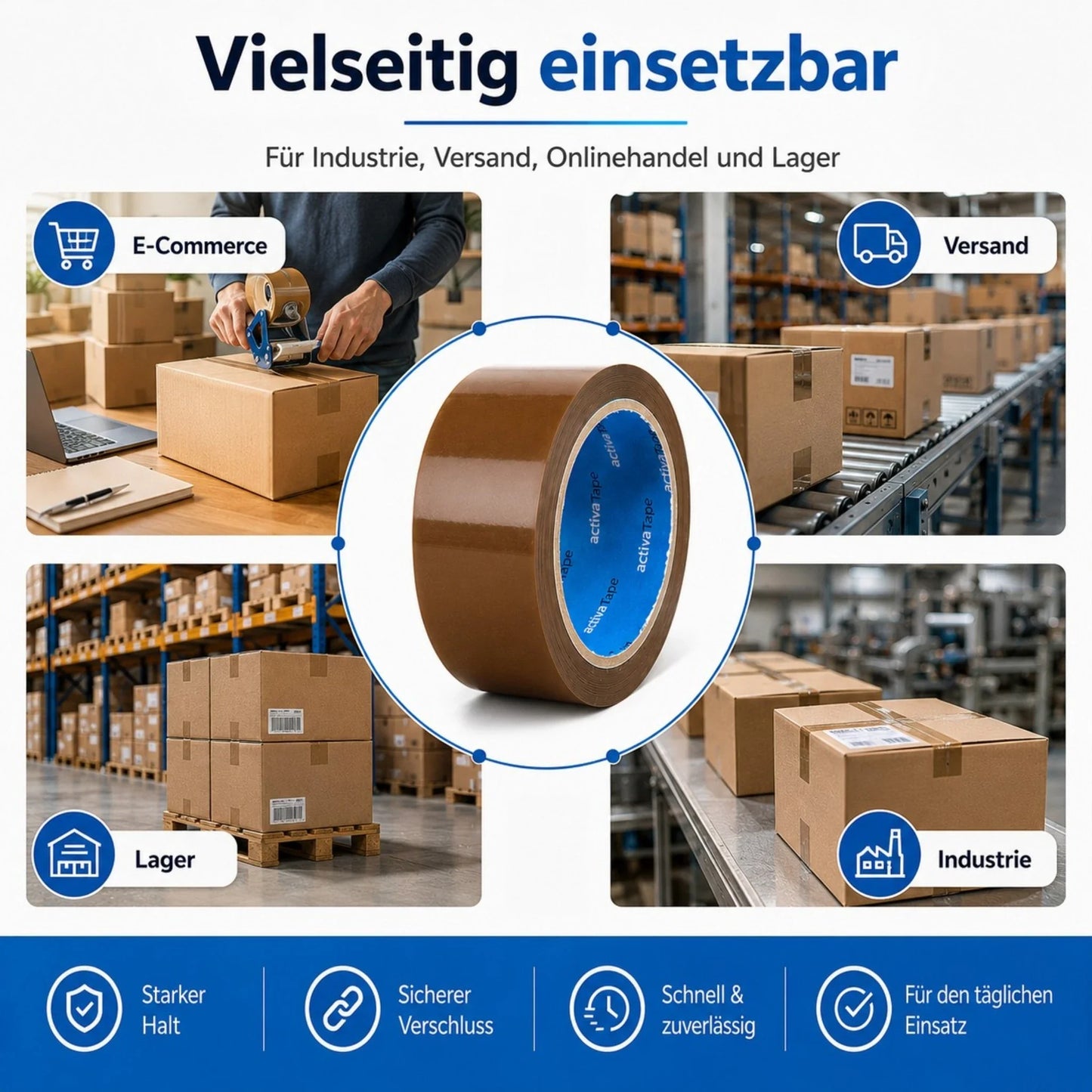 Paketklebeband Braun 48 mm x 66 m – PP Paketband
