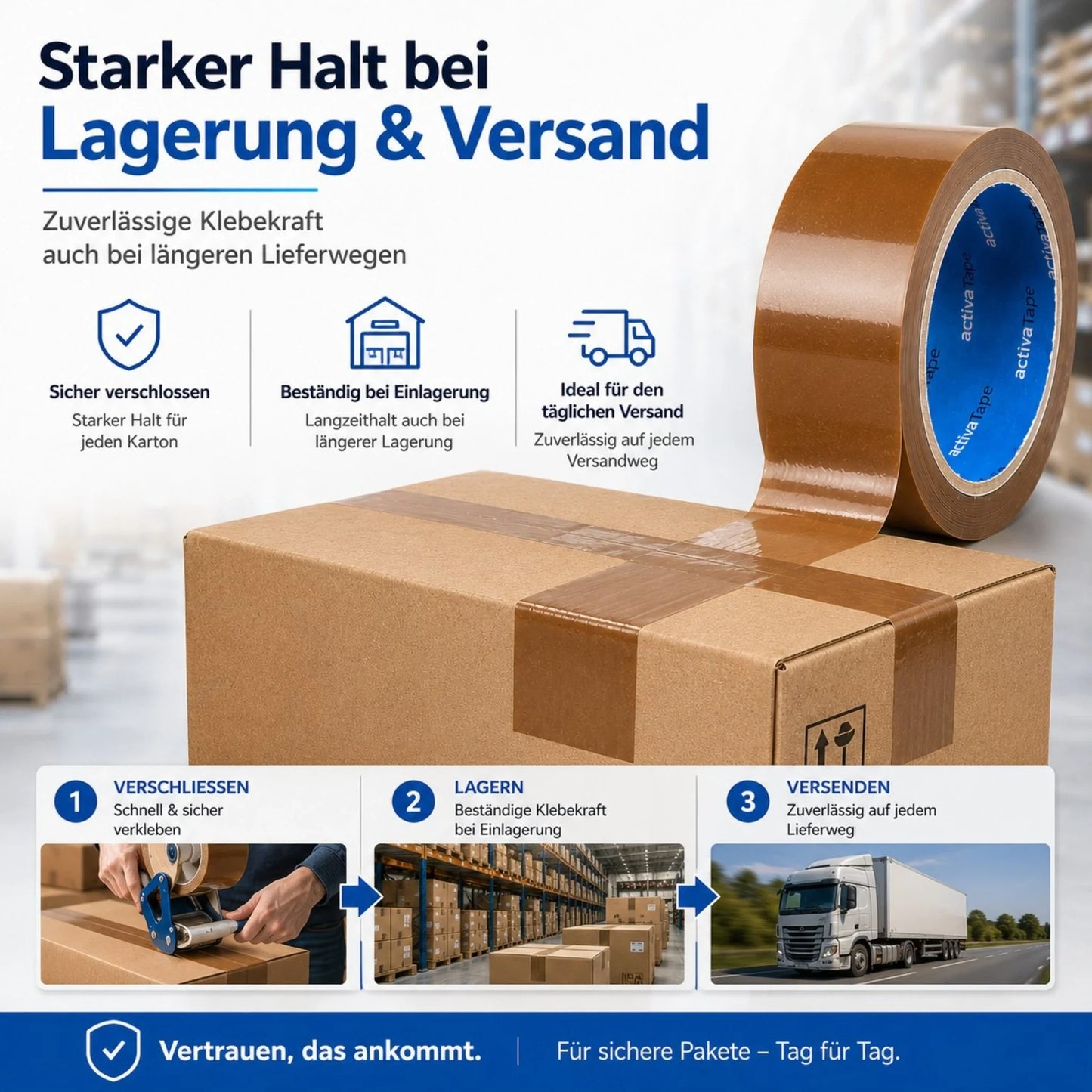 Paketklebeband Braun 48 mm x 66 m – PP Paketband