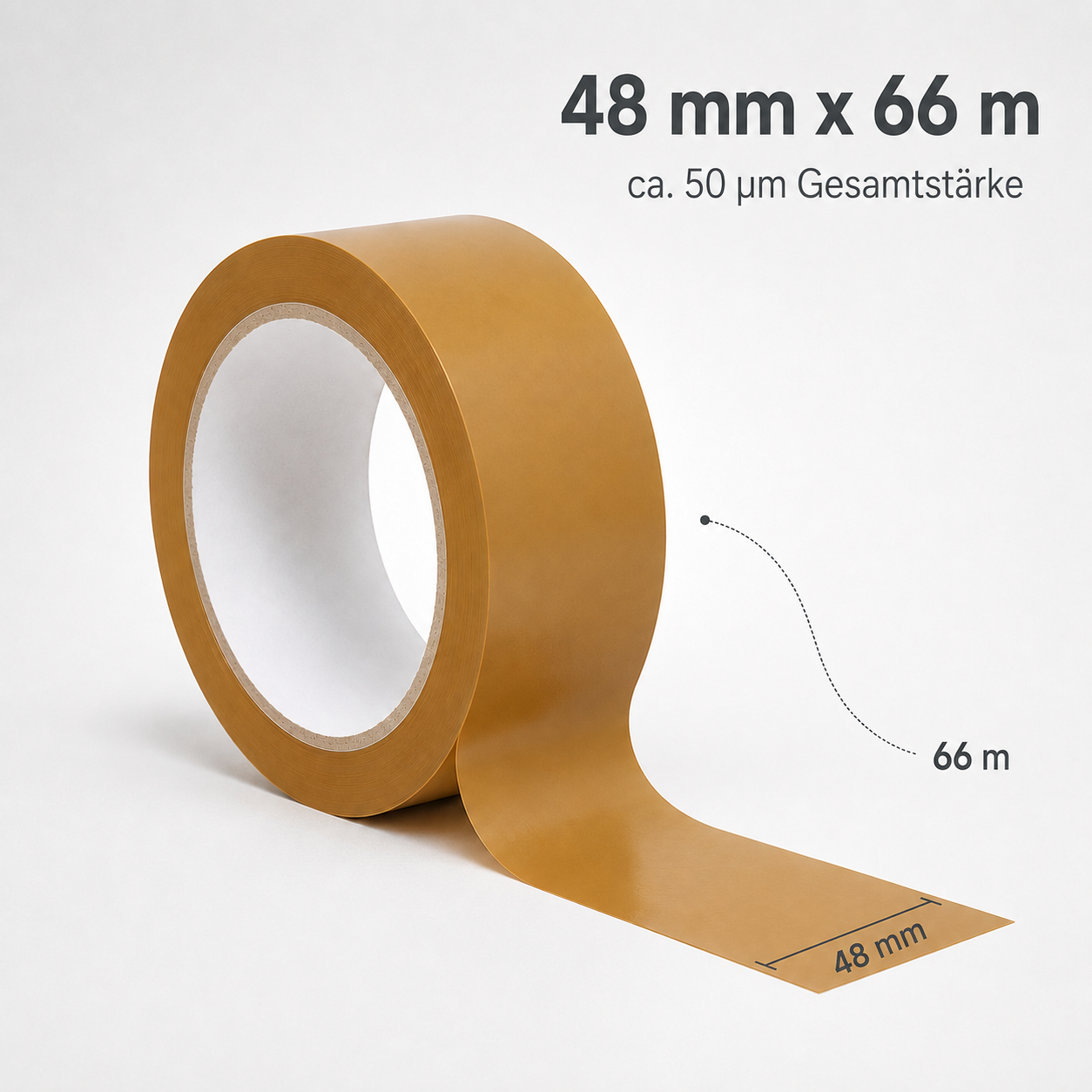 Braunes Klebeband - Leise abrollend - 48mm x 66m - ca. 50µm