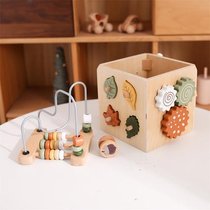 5-in-1 Montessori Aktivitätsbox aus Holz – Lernen, Sortieren & Entdecken mit Perlen und Paarspiel