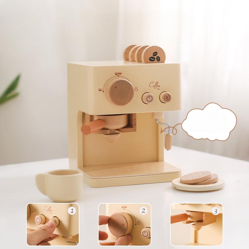 Holz-Kaffeemaschine Spielset – Kreatives Rollenspiel für kleine Baristas