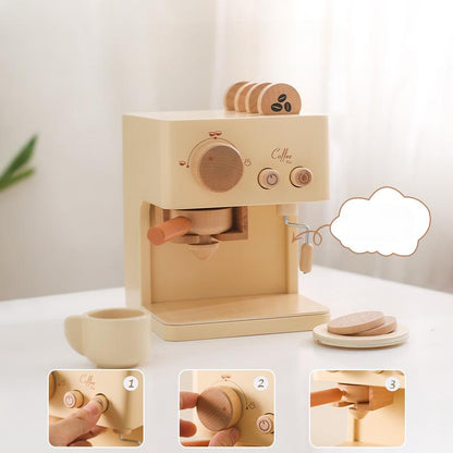 Holz-Kaffeemaschine Spielset – Kreatives Rollenspiel für kleine Baristas