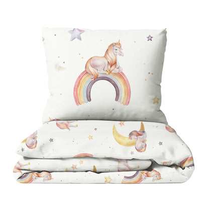 "Regenbogen Einhorn" Premium Kinderbettwäsche