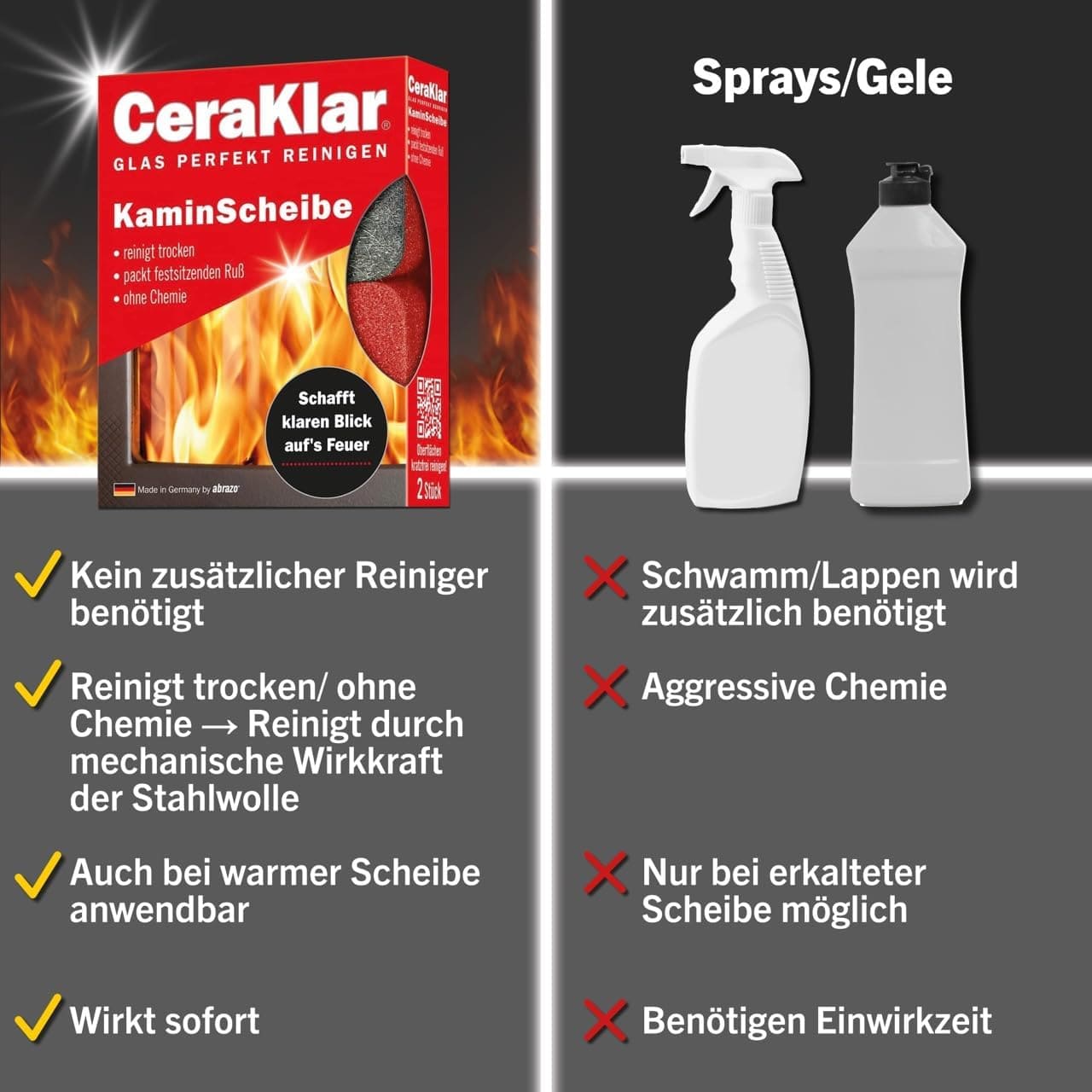 abrazo CeraKlar KaminScheiben Schwamm
