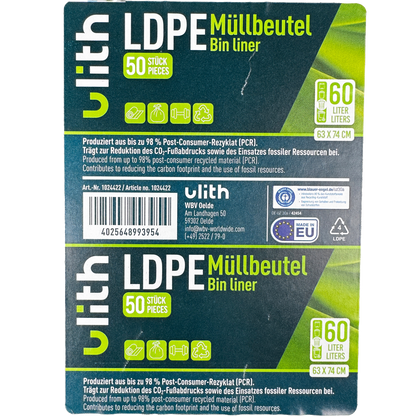 Müllbeutel 60L | bis zu 98% Recyceltes Material