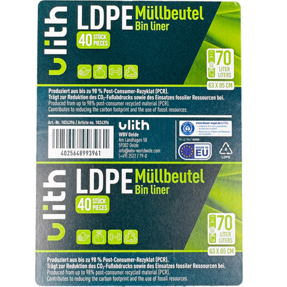 Müllbeutel 70L - bis zu 98% Recyceltes Material