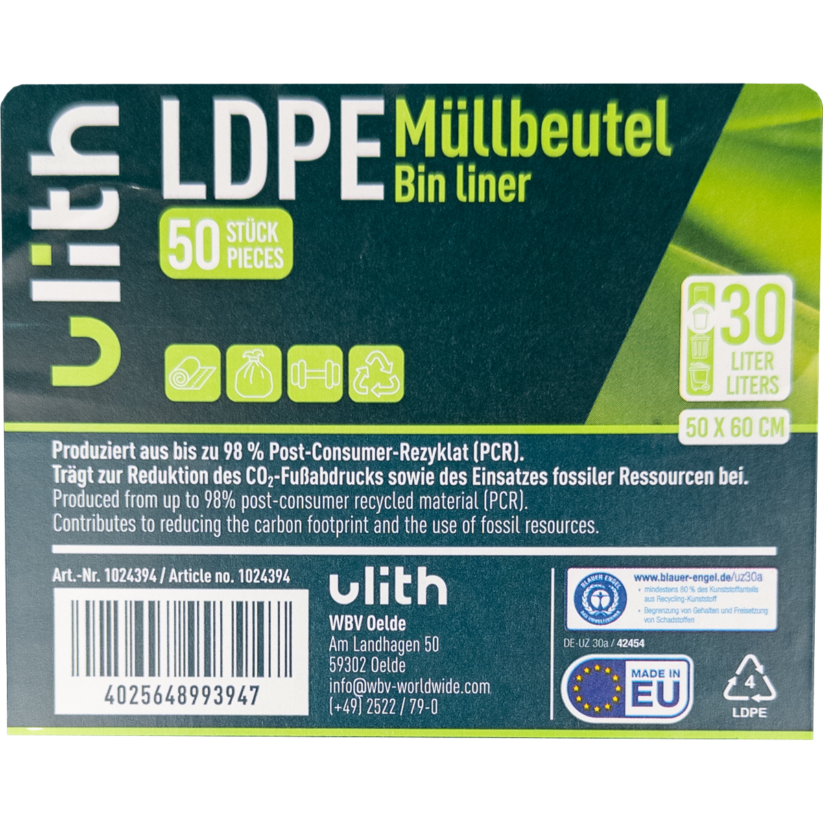 Müllbeutel 30L | bis zu 98% Recyceltes Material