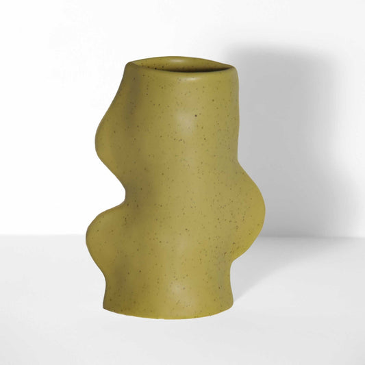 Fluxo Keramikvase Medium Pistachio – Handgemachte Vase aus Portugal 10x6x17cm – Deko Blumenvase aus Keramik – FSC Verpackung – Mediterranes Design