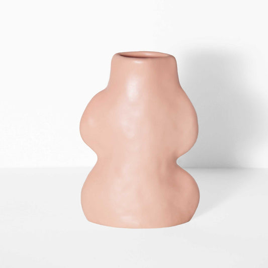 Fluxo Keramikvase klein Rosa – Handgemachte Blumenvase 9x5x14cm – Moderne Deko Vase aus Portugal – Designvase für Trockenblumen & Schnittblumen