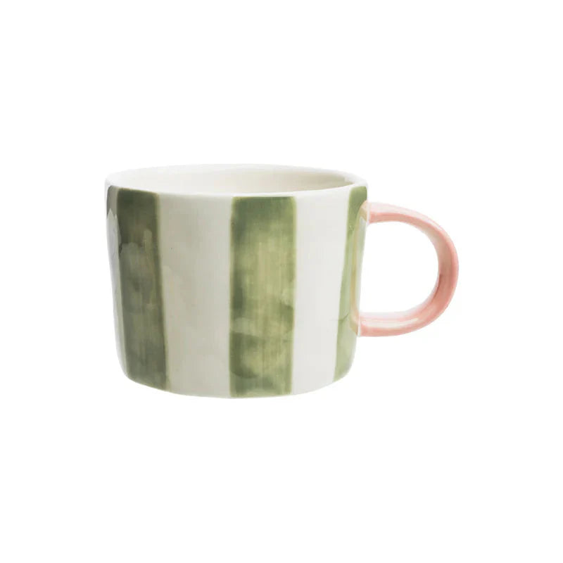 Tasse VELOBLOOM grün aus Steinzeug – handbemalt & kinderfreundlich | Tranquillo