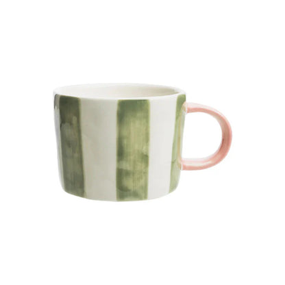 Tasse VELOBLOOM grün aus Steinzeug – handbemalt & kinderfreundlich | Tranquillo