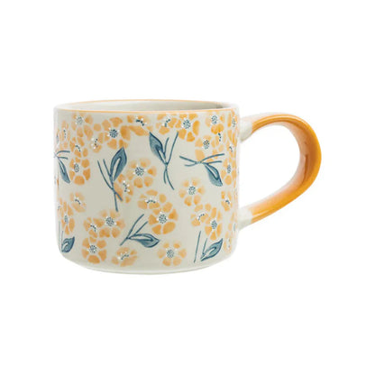 Tasse VINTAGE GARDEN orange aus Steinzeug – handgefertigt & floral | Tranquillo