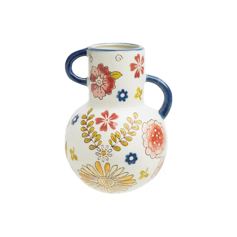 Vase CHARMING COTTAGE aus Steinzeug – handbemalt & floral | Tranquillo