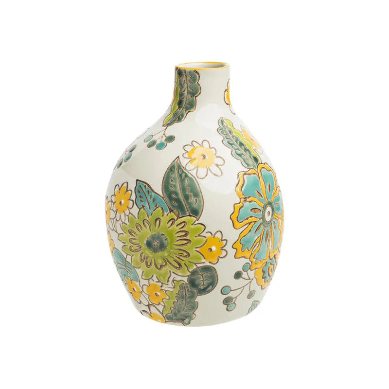 Vase CHARMING COTTAGE groß aus Steinzeug – handbemalt & floral | Tranquillo